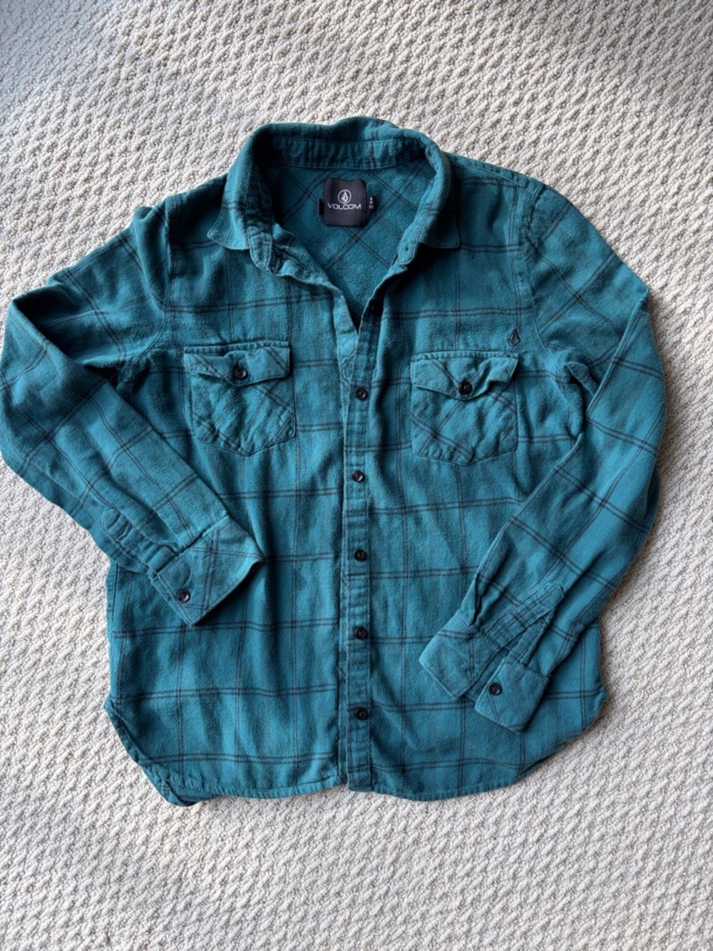 Volcom Teal Plaid Button-Up Shirt
